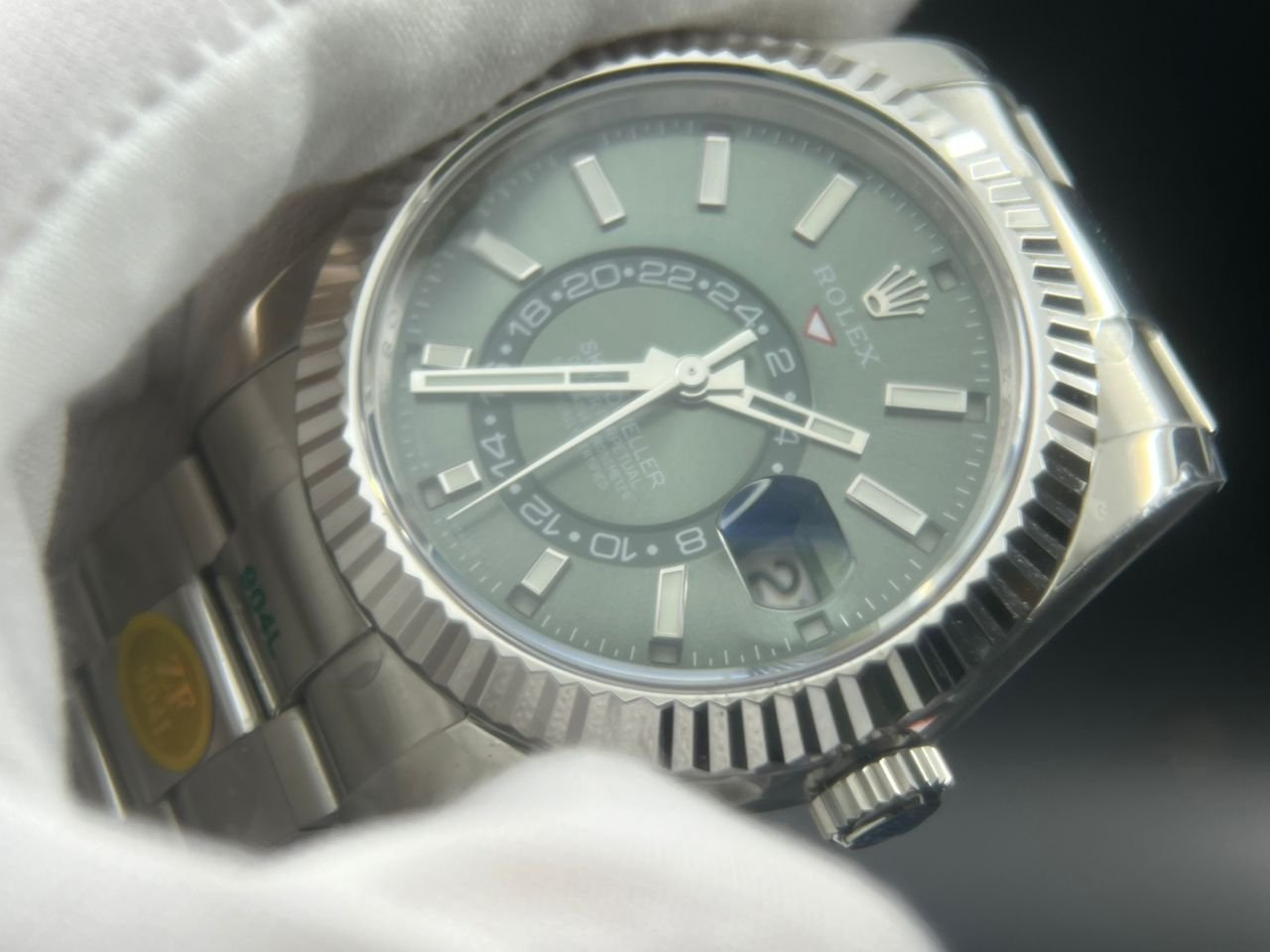 Sky-Dweller 326934 904L SS ZF 1:1 Best Edition Green Dial on SS Jubilee Bracelet A2824 - Image 6