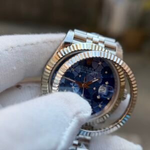 Datejust Azzurro-Blue Floral Motif Diamond Dial 41mm upgraded bezel