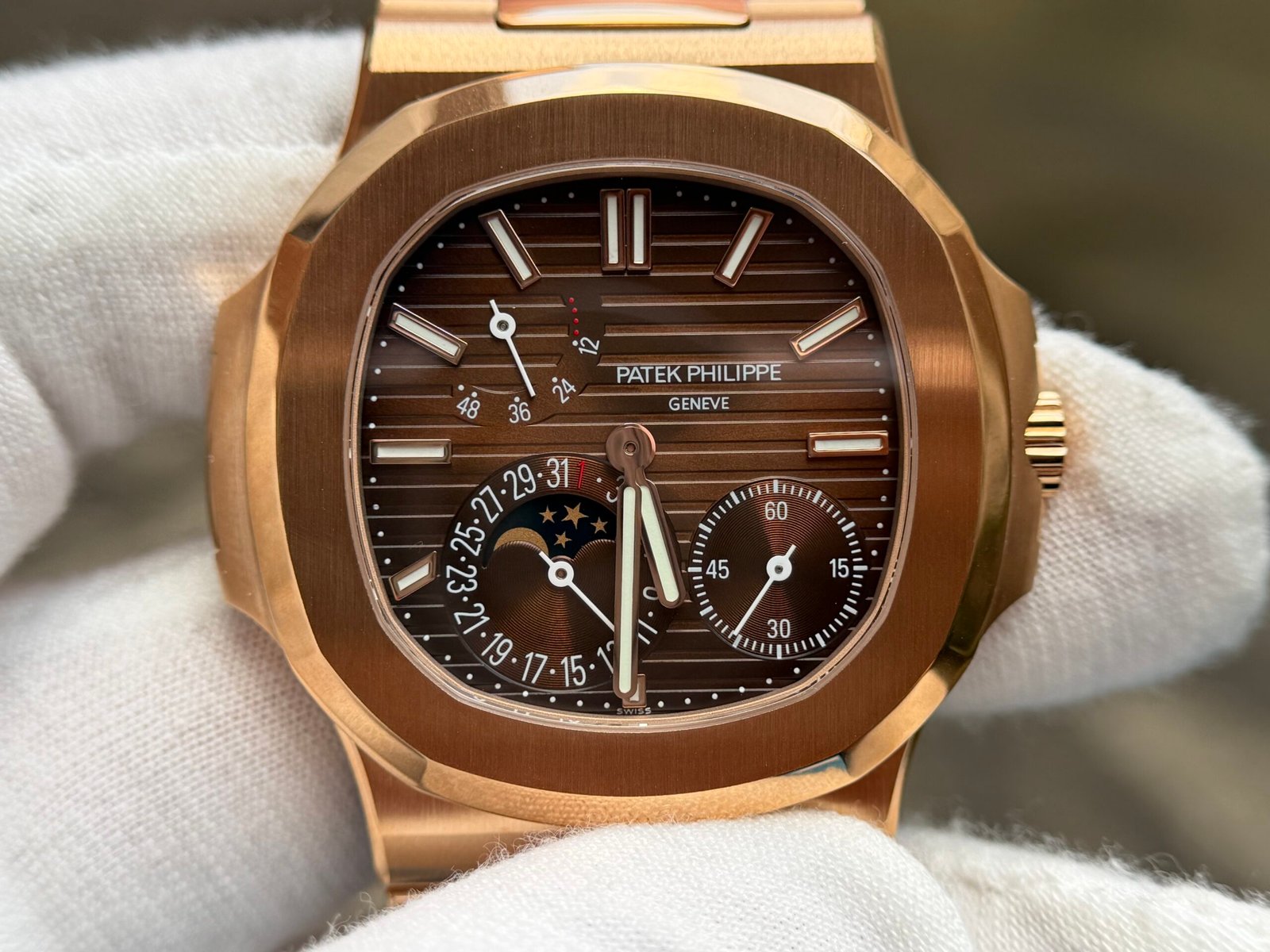 Nautilus 5712 PPF SS 1:1 RG/RG Brownl on SS Bracelet A240 Super Clone - Image 2