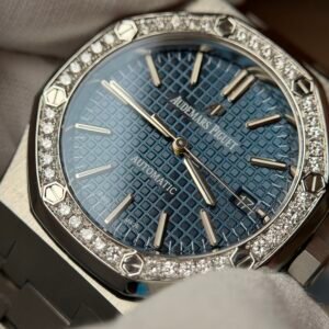 Royal Oak 37mm 15450 SS upgrade blue dial with lab diamond bezel and instantly jump date wheel