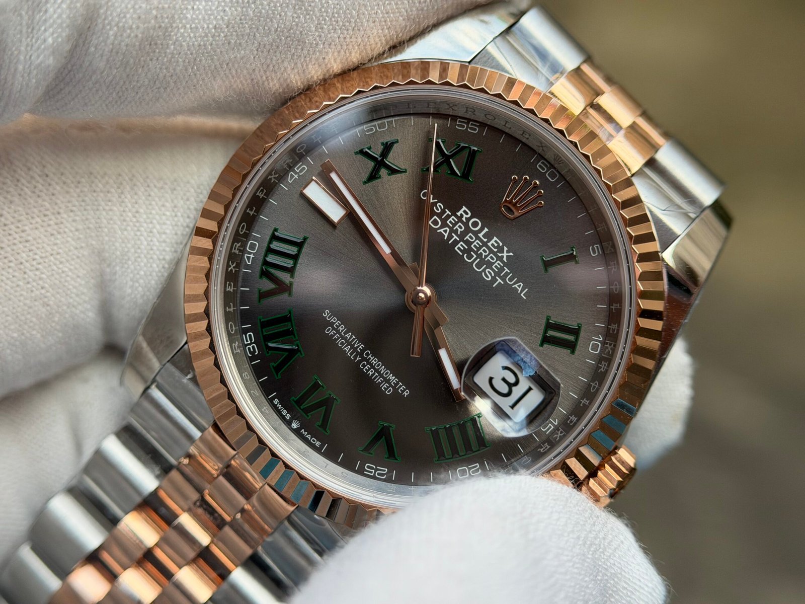 Datejust 126331 36mm Wimbledon Jub SS/RG Grey/Rmn DD3235 Super Clone - Image 3