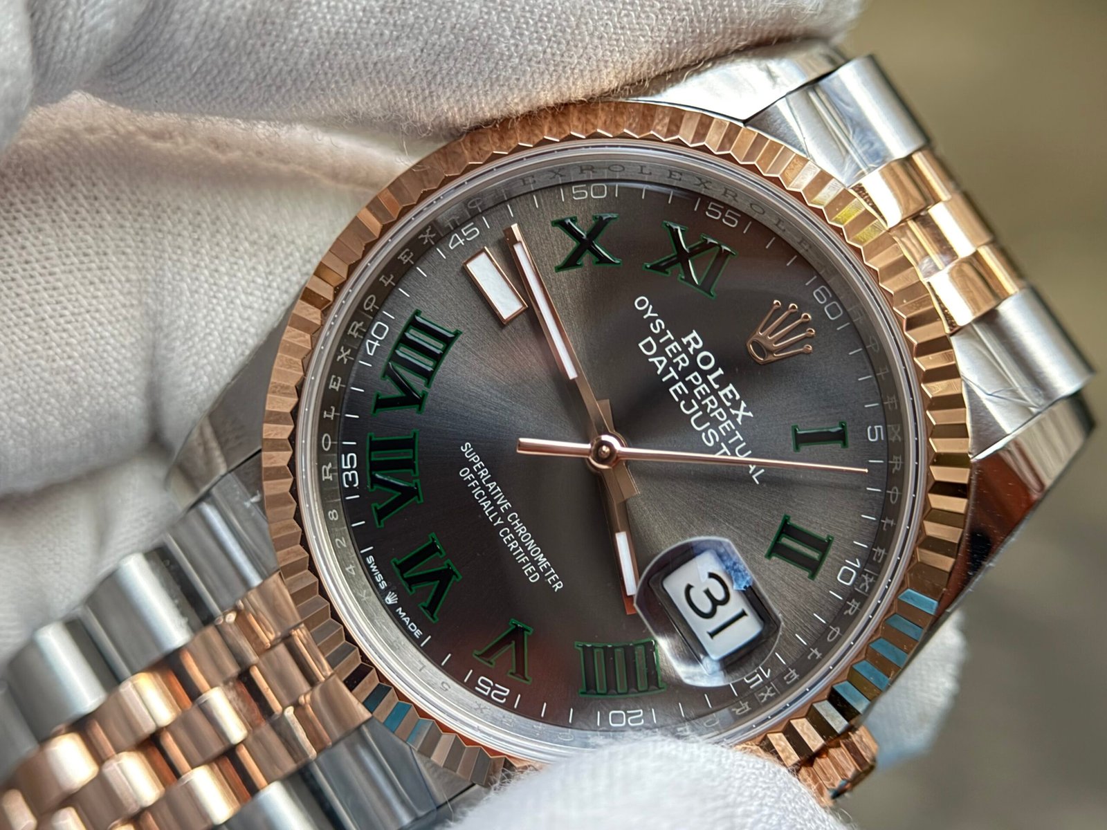 Datejust 126331 36mm Wimbledon Jub SS/RG Grey/Rmn DD3235 Super Clone