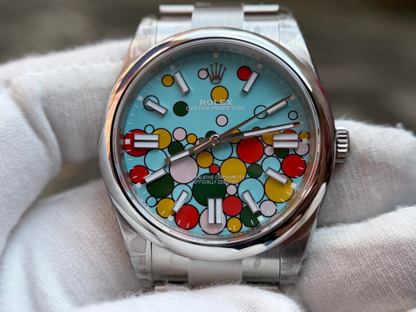 Oyster Perpetual 126000 41mm and 36mm VS factory 904L Steel Celebration Bubbles Dial on SS Bracelet DD3230 - Image 4